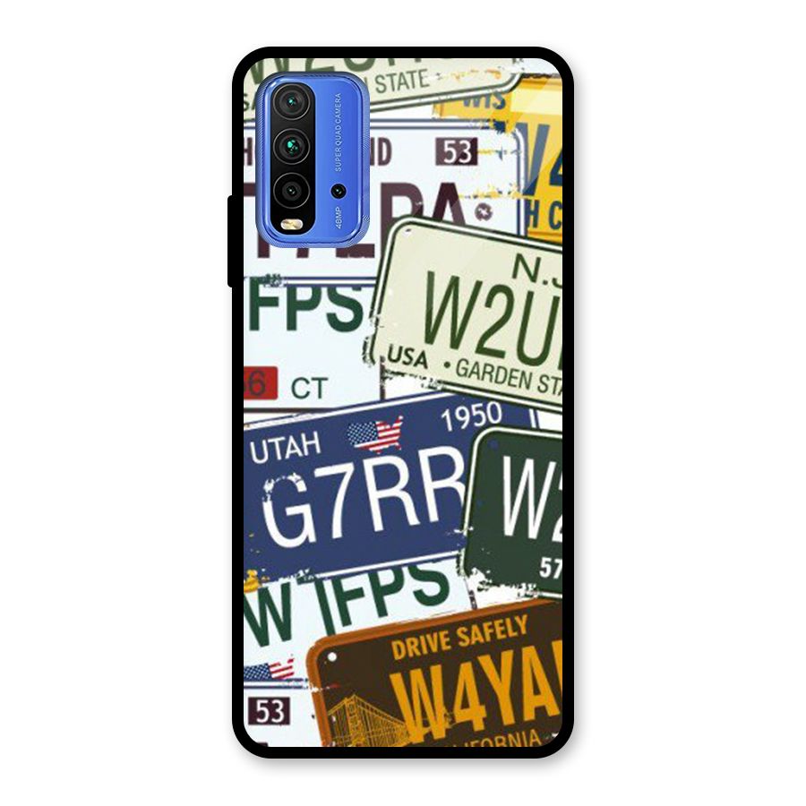Vintage License Plates Glass Back Case for Redmi 9 Power