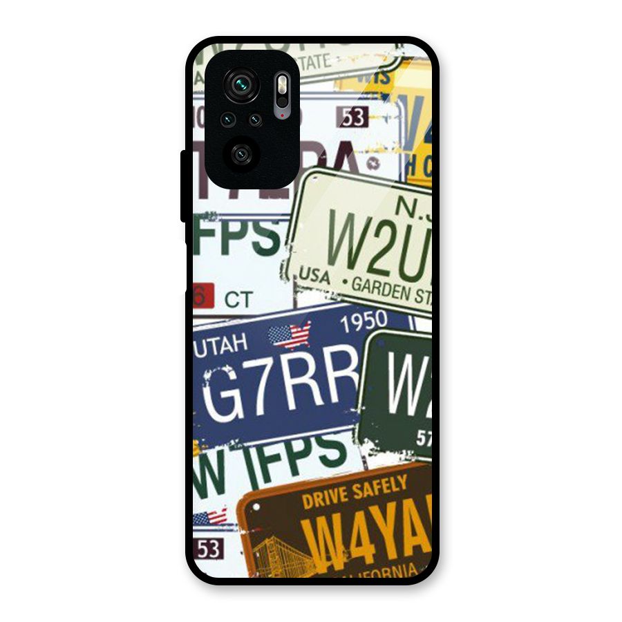 Vintage License Plates Glass Back Case for Redmi Note 10S