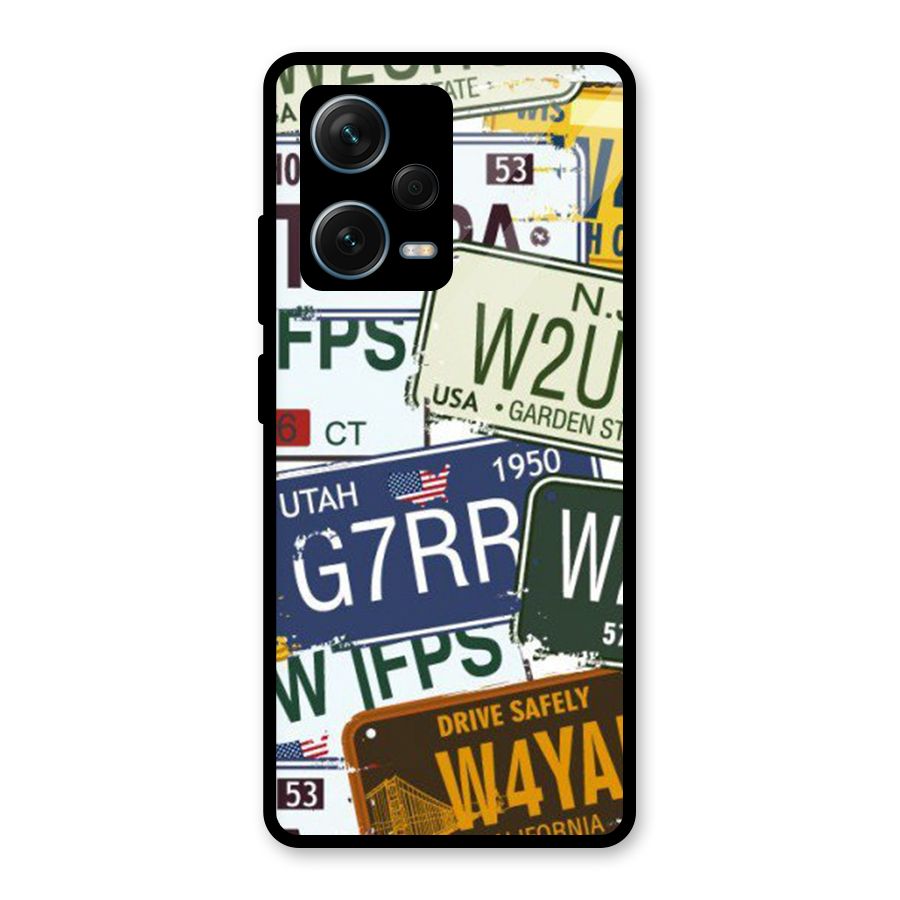 Vintage License Plates Glass Back Case for Redmi Note 12 Pro Plus 5G