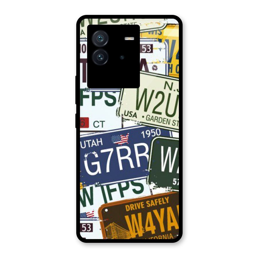 Vintage License Plates Glass Back Case for Vivo iQOO Neo 6 5G