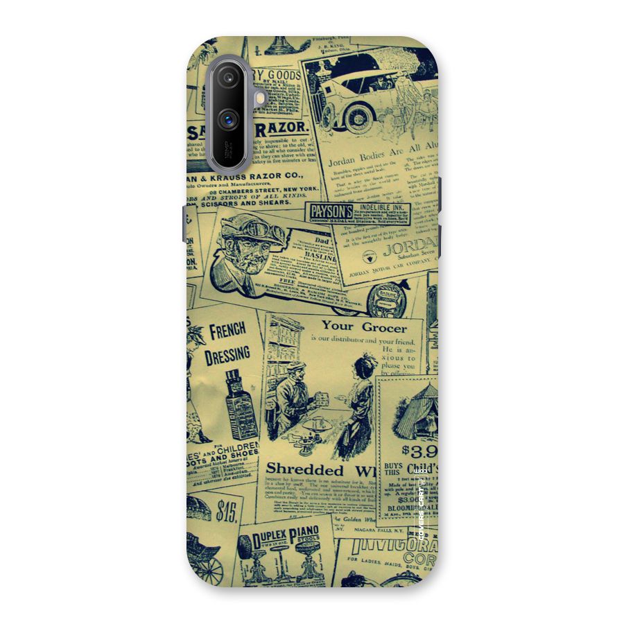 Vintage Newspaper Cutouts Back Case for Realme C3