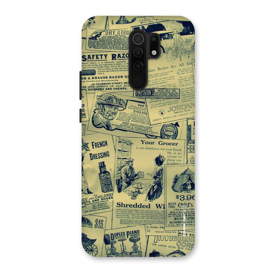 Vintage Newspaper Cutouts Back Case for Redmi 9 Prime