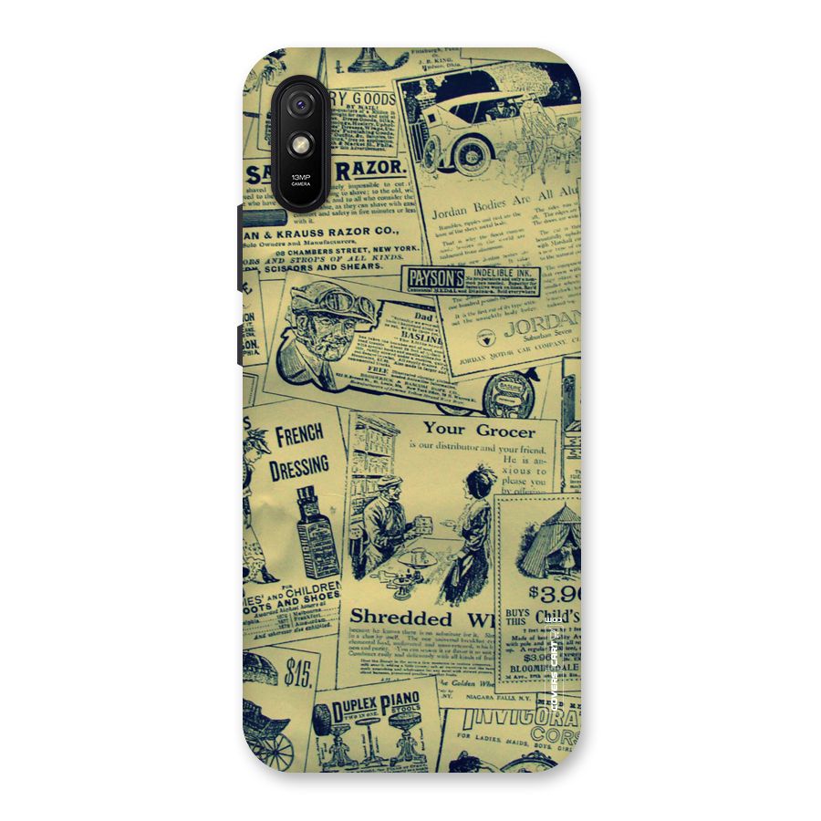 Vintage Newspaper Cutouts Back Case for Redmi 9i