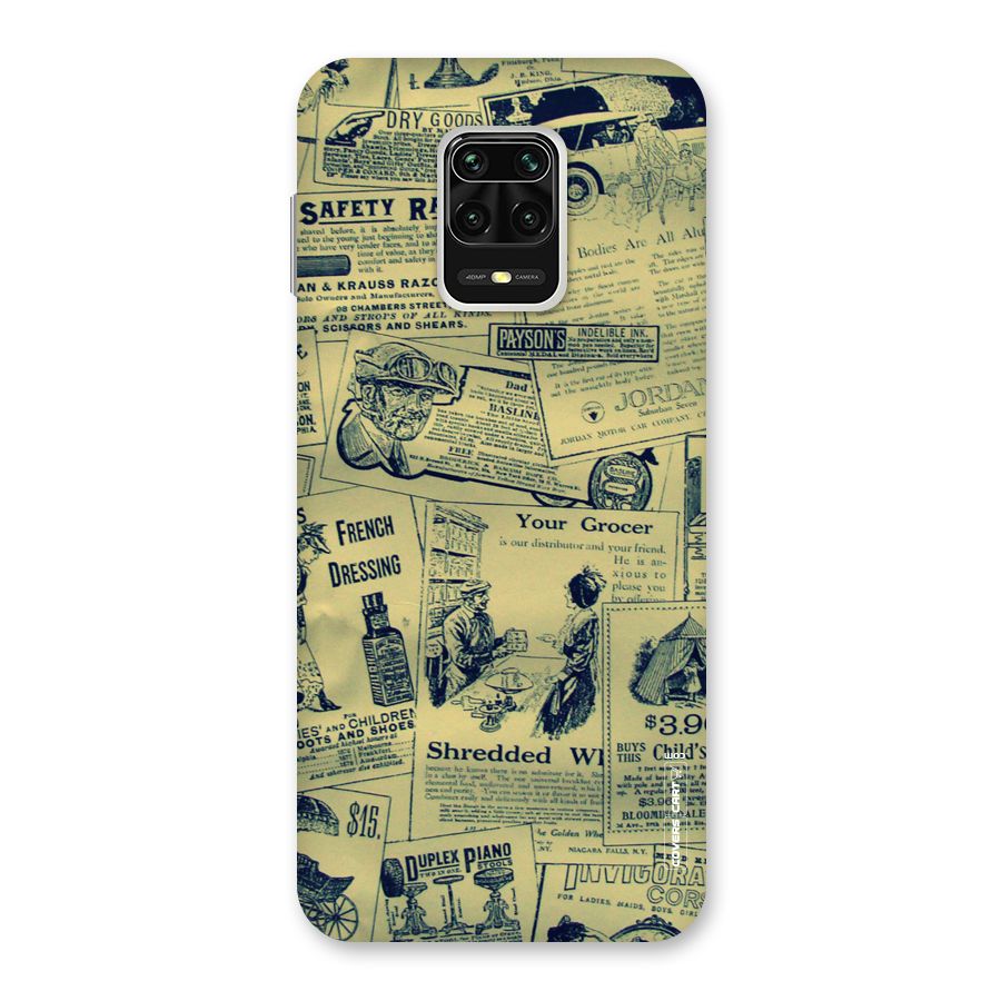 Vintage Newspaper Cutouts Back Case for Redmi Note 9 Pro