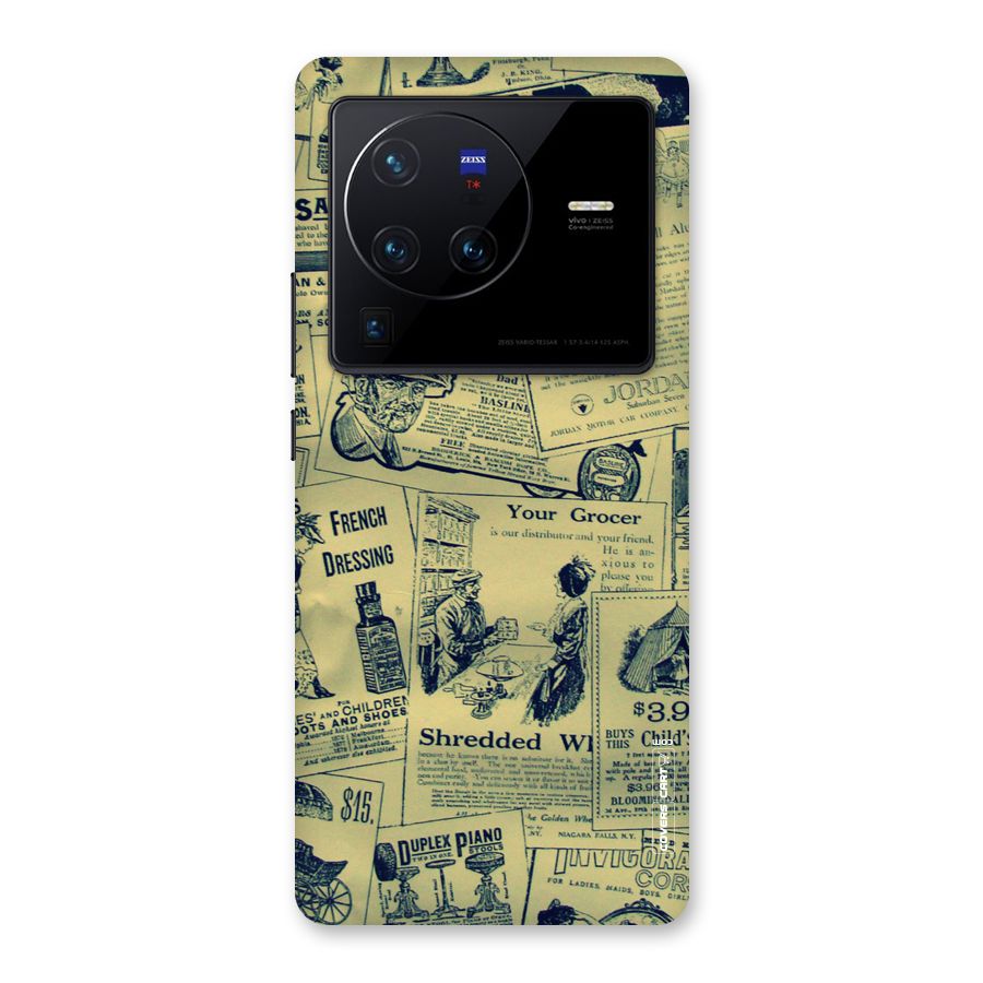 Vintage Newspaper Cutouts Back Case for Vivo X80 Pro