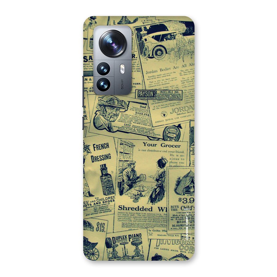 Vintage Newspaper Cutouts Back Case for Xiaomi 12 Pro