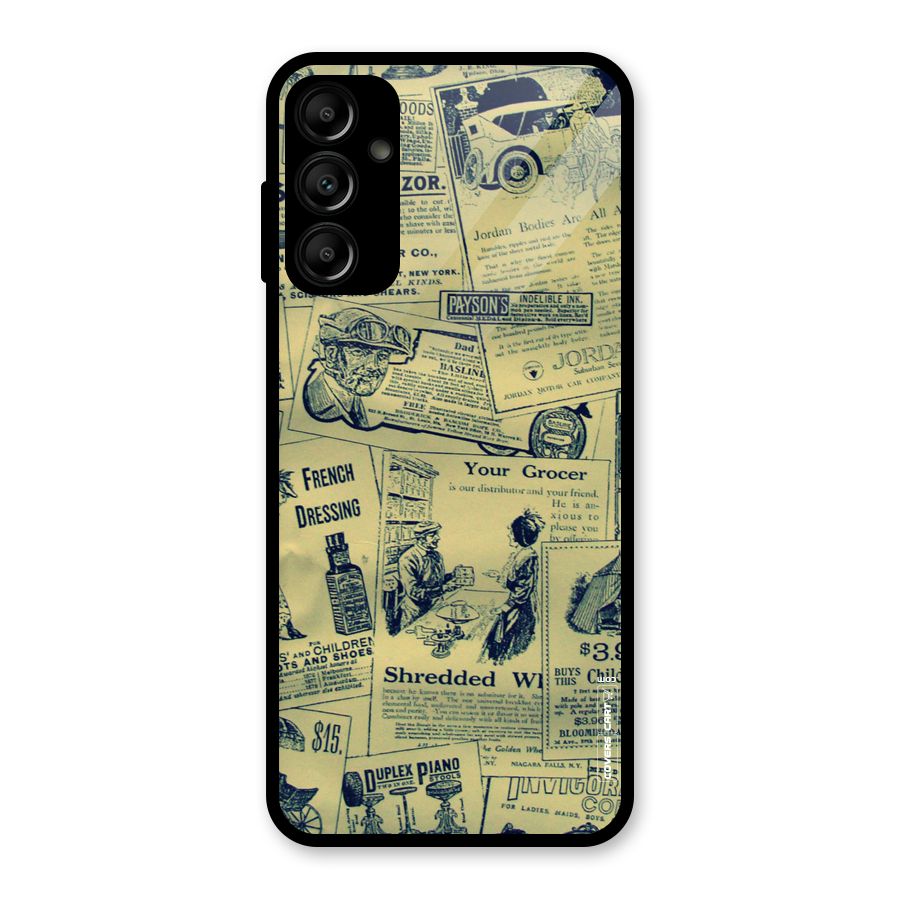Vintage Newspaper Cutouts Glass Back Case for Galaxy A14 5G