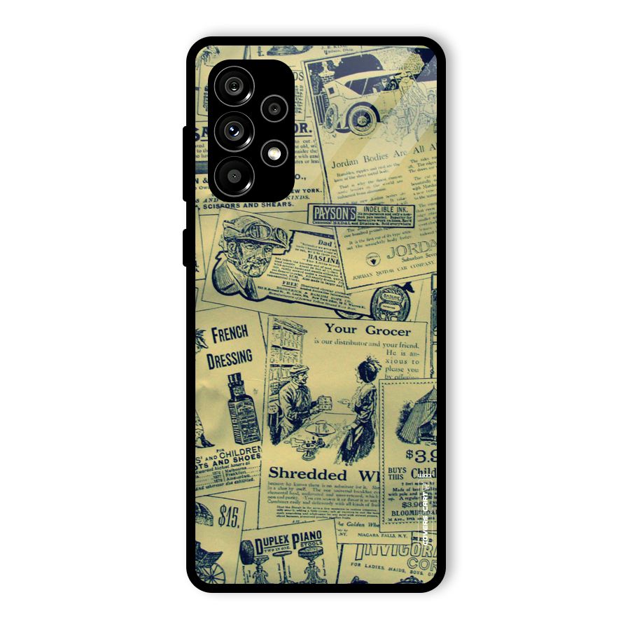 Vintage Newspaper Cutouts Glass Back Case for Galaxy A73 5G