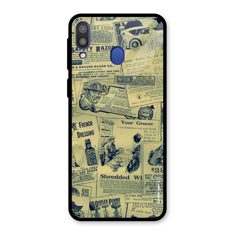 Vintage Newspaper Cutouts Glass Back Case for Galaxy M20