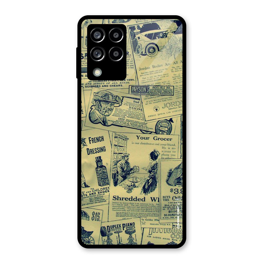 Vintage Newspaper Cutouts Glass Back Case for Galaxy M53 5G