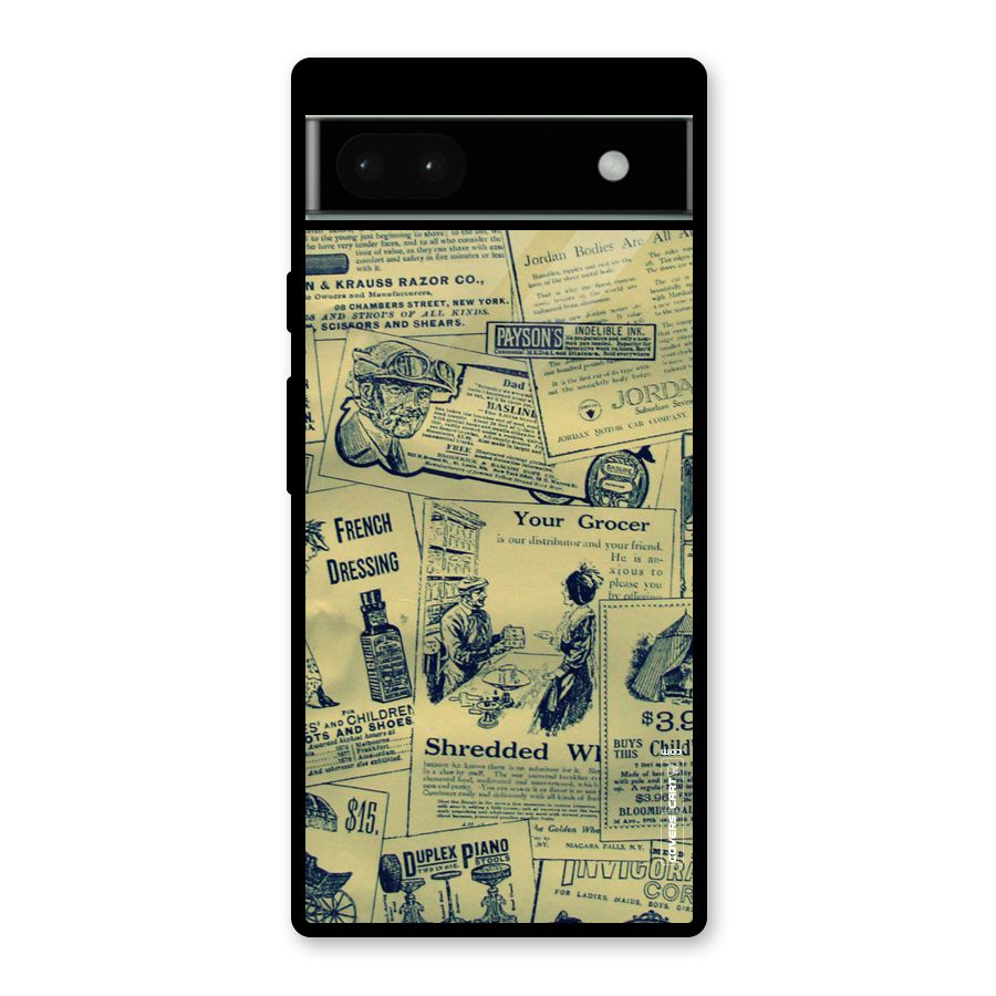 Vintage Newspaper Cutouts Glass Back Case for Google Pixel 6a