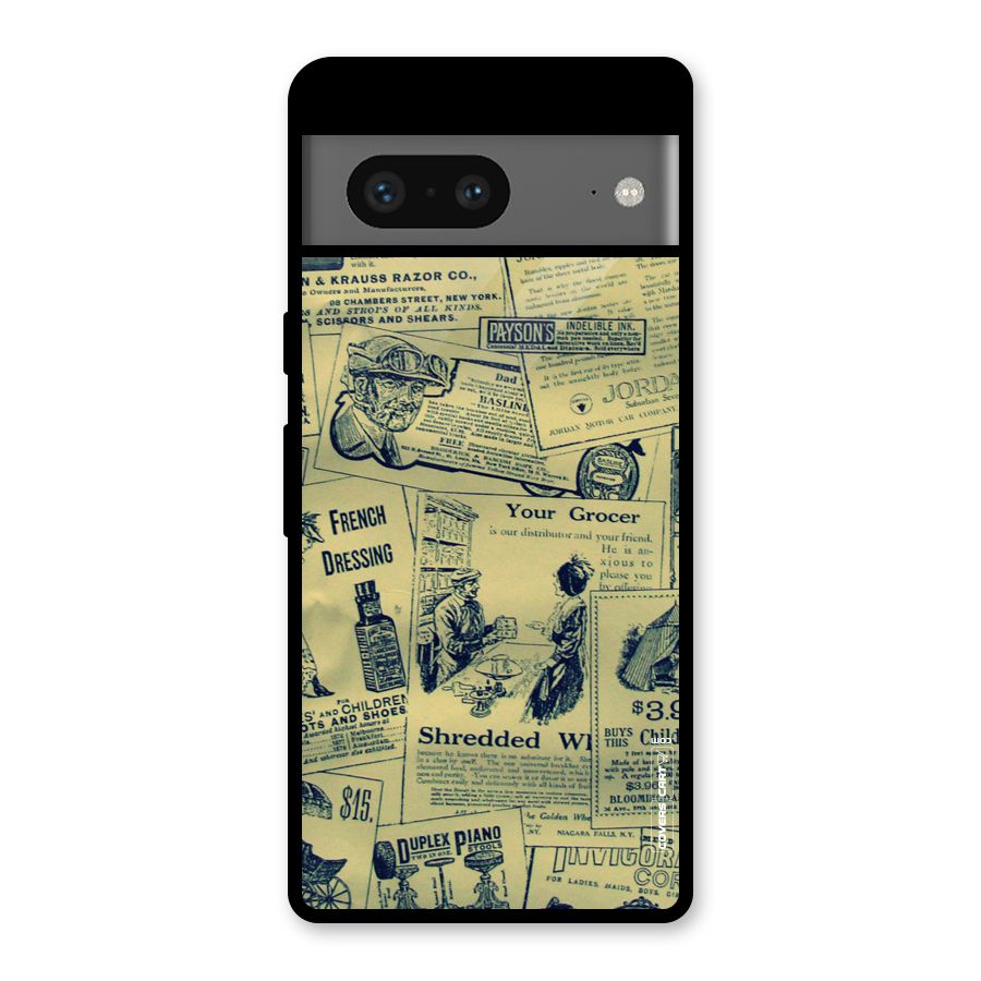 Vintage Newspaper Cutouts Glass Back Case for Google Pixel 7