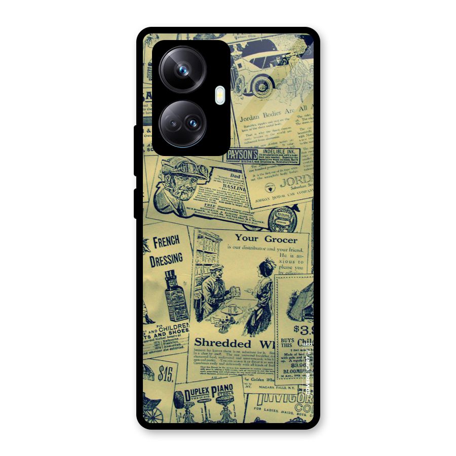 Vintage Newspaper Cutouts Glass Back Case for Realme 10 Pro Plus