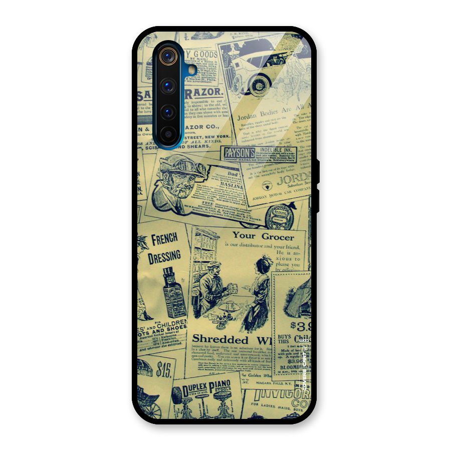 Vintage Newspaper Cutouts Glass Back Case for Realme 6 Pro