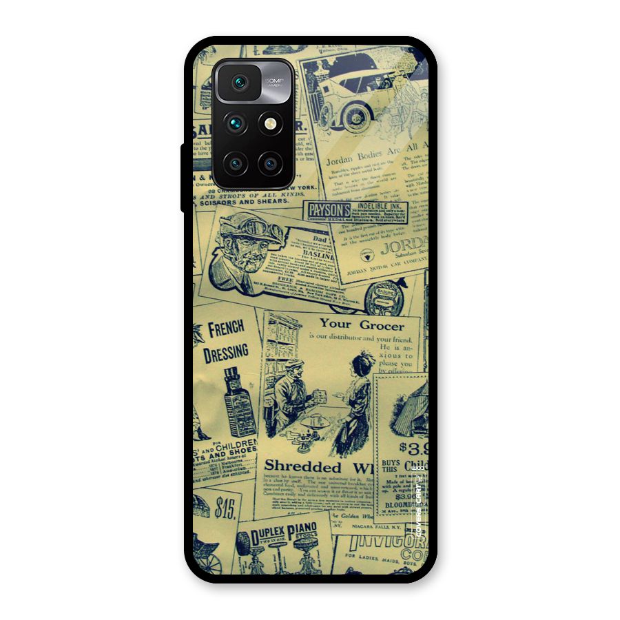 Vintage Newspaper Cutouts Glass Back Case for Redmi 10 Prime