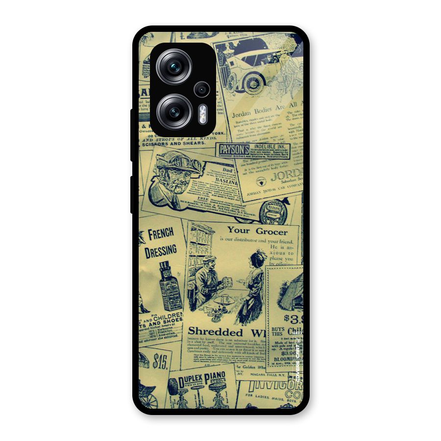 Vintage Newspaper Cutouts Glass Back Case for Redmi K50i