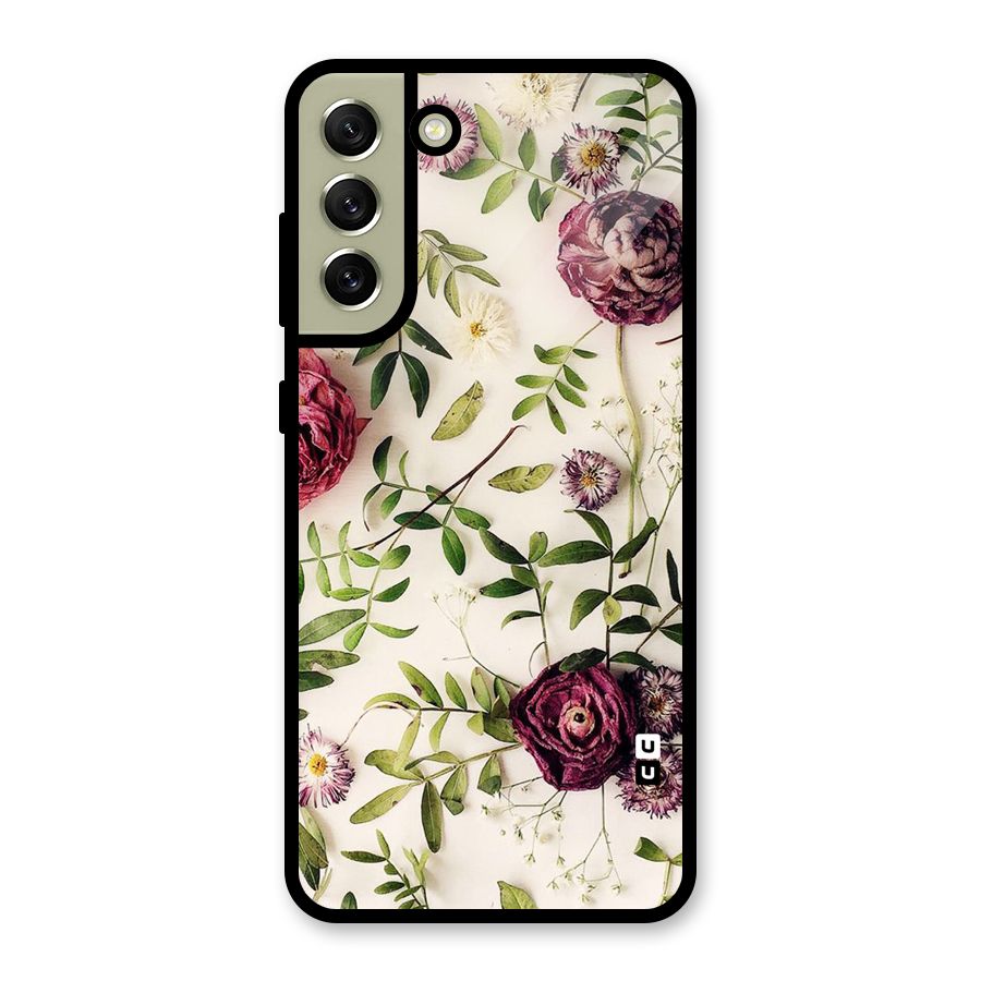 Vintage Rust Floral Glass Back Case for Galaxy S21 FE 5G