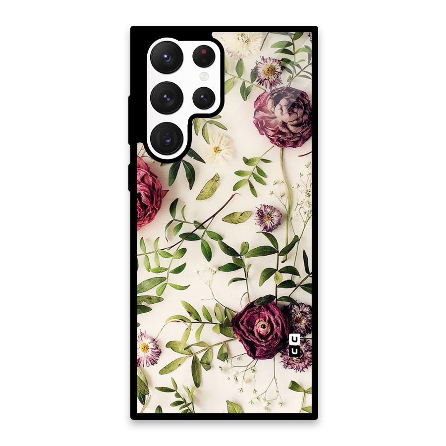 Vintage Rust Floral Glass Back Case for Galaxy S22 Ultra 5G