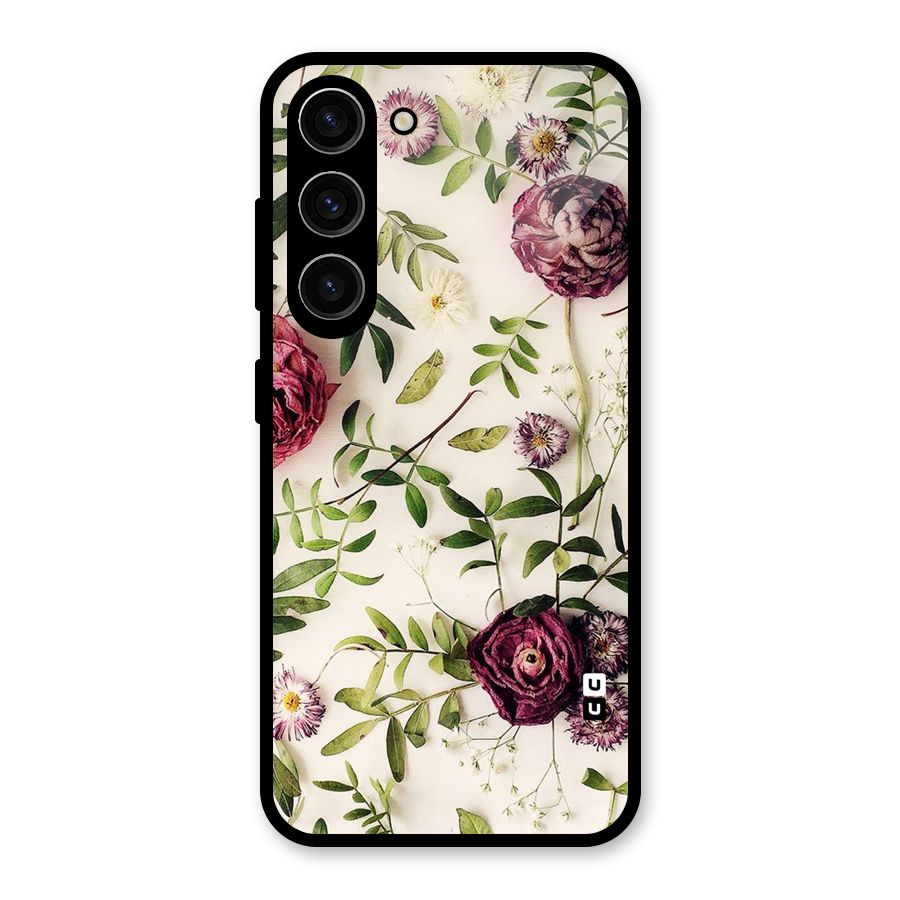 Vintage Rust Floral Glass Back Case for Galaxy S23