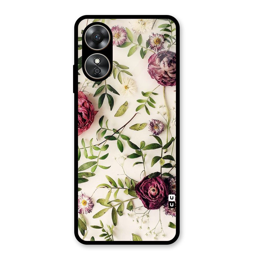 Vintage Rust Floral Glass Back Case for Oppo A17