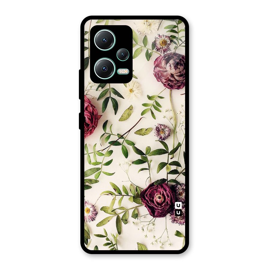 Vintage Rust Floral Glass Back Case for Redmi Note 12 5G