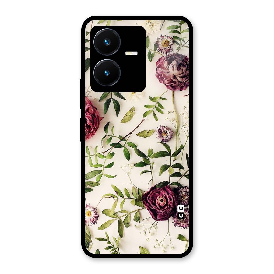 Vintage Rust Floral Glass Back Case for Vivo Y22