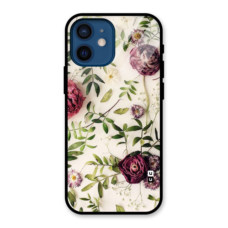 Vintage Rust Floral Glass Back Case for iPhone 12 Mini