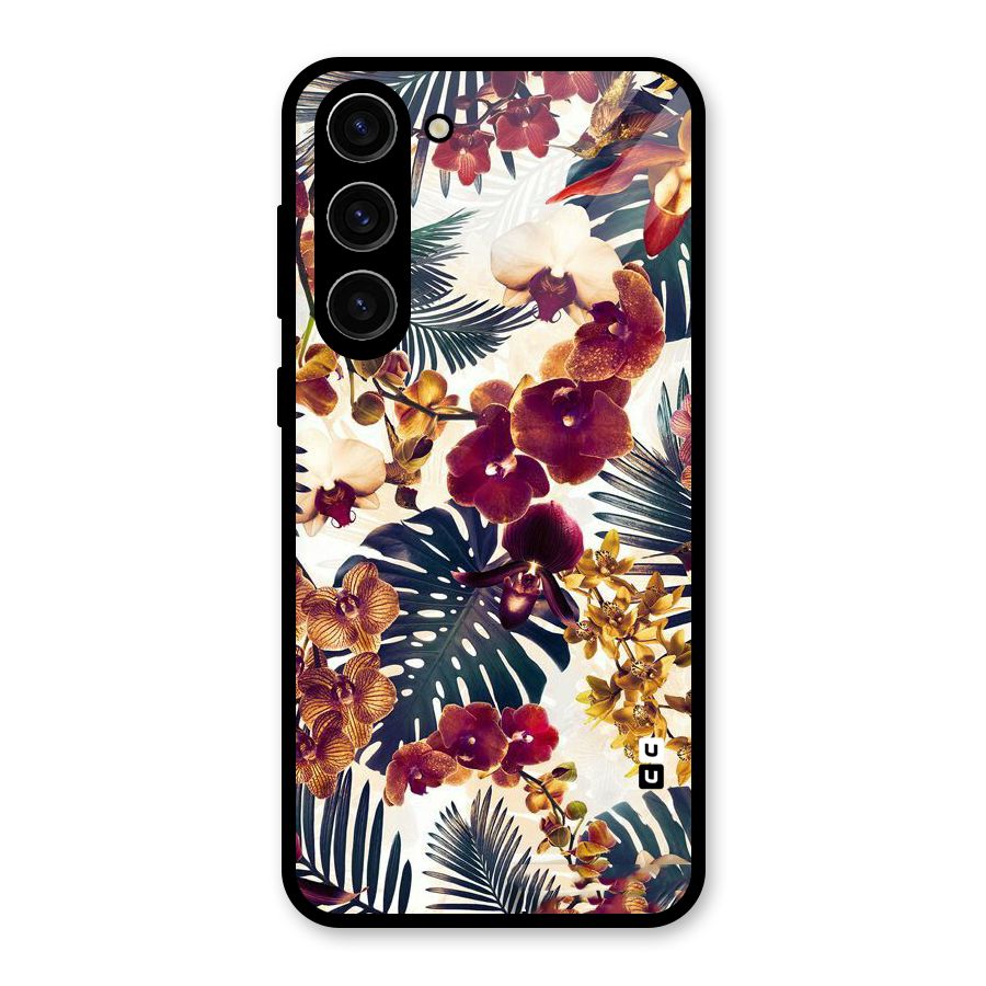 Vintage Rustic Flowers Glass Back Case for Galaxy S23 Plus