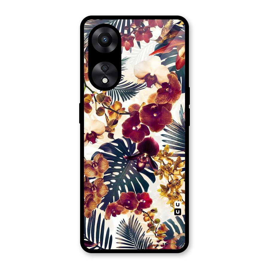 Vintage Rustic Flowers Glass Back Case for Oppo A78