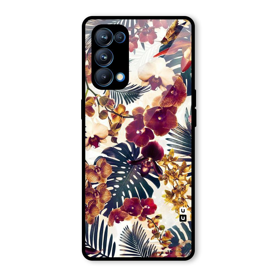 Vintage Rustic Flowers Glass Back Case for Oppo Reno5 Pro 5G