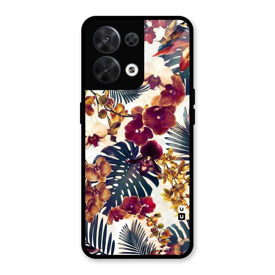 Vintage Rustic Flowers Glass Back Case for Oppo Reno8 5G
