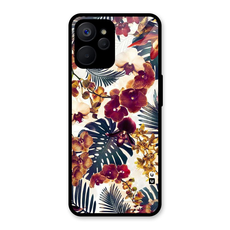 Vintage Rustic Flowers Glass Back Case for Realme 9i 5G