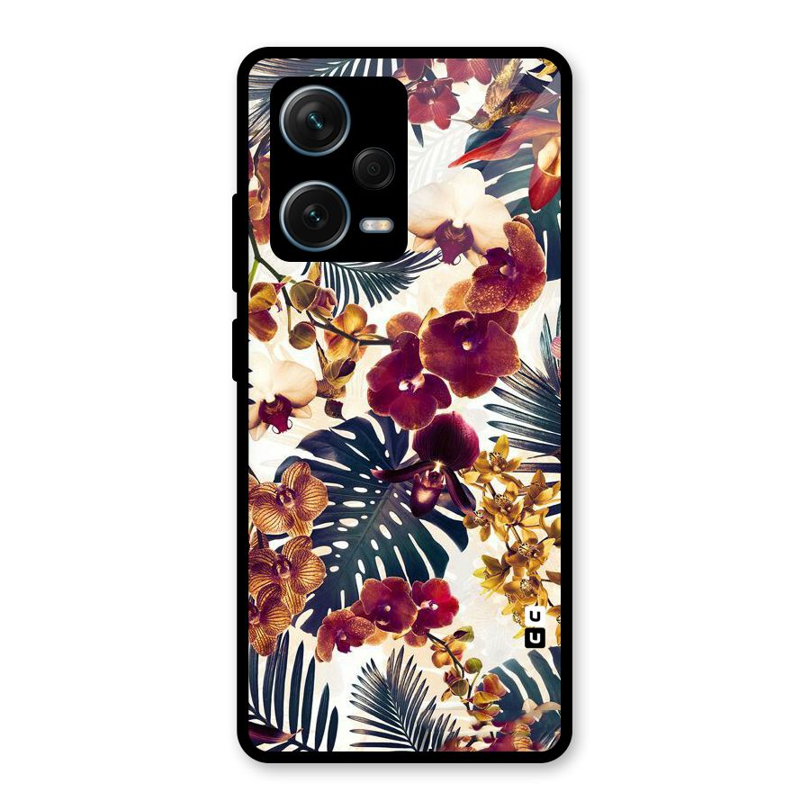Vintage Rustic Flowers Glass Back Case for Redmi Note 12 Pro Plus 5G