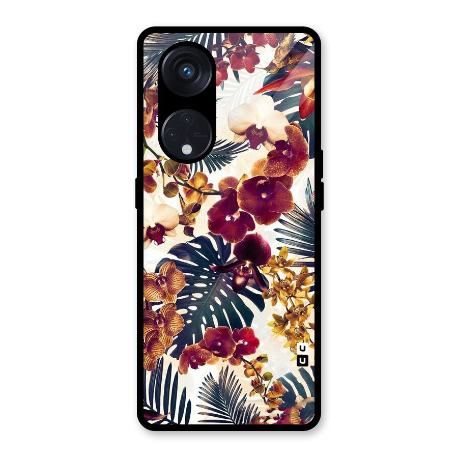 Vintage Rustic Flowers Glass Back Case for Reno8 T 5G