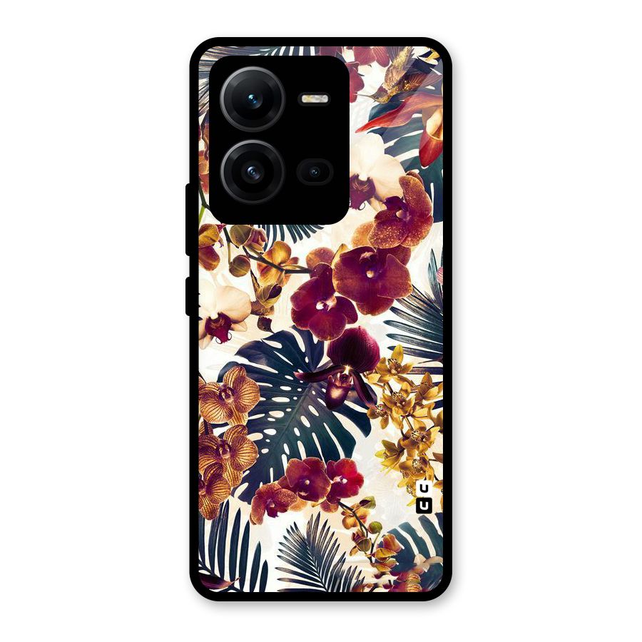 Vintage Rustic Flowers Glass Back Case for Vivo V25