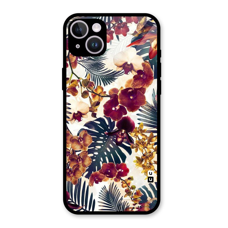Vintage Rustic Flowers Glass Back Case for iPhone 14 Plus