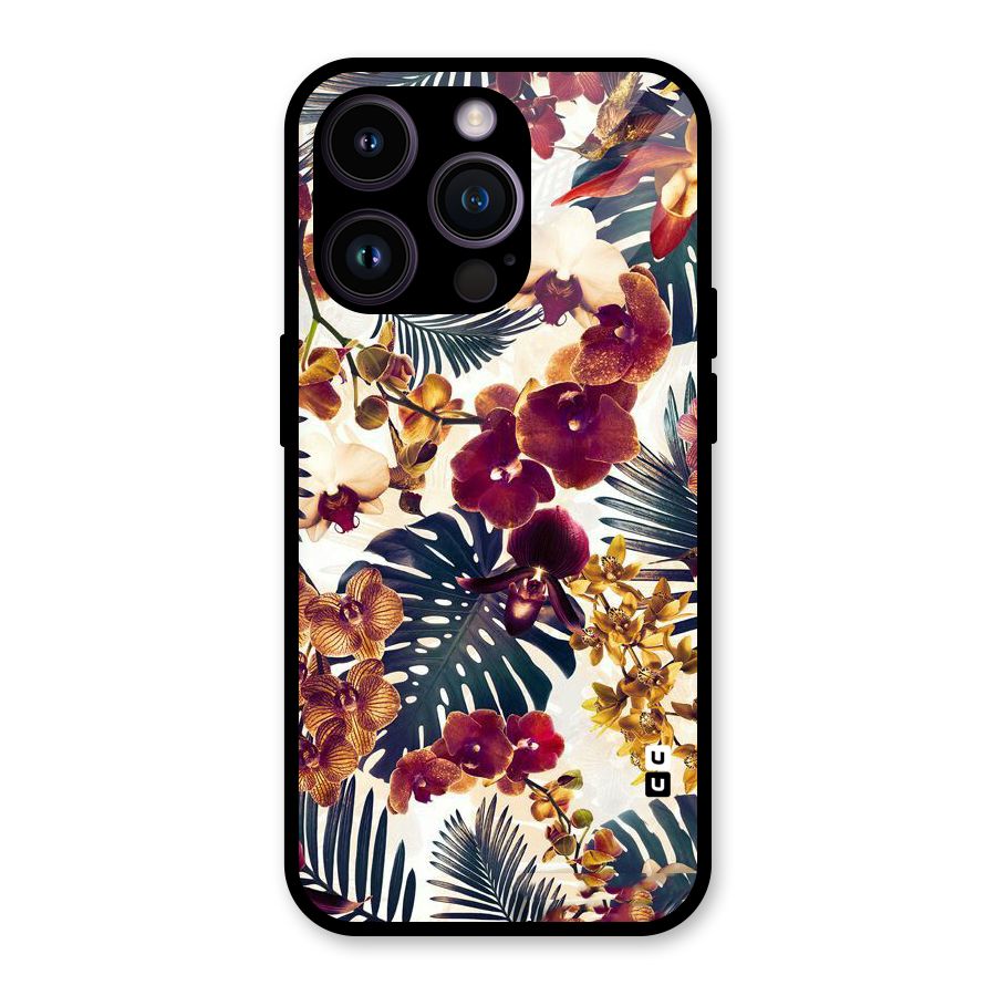 Vintage Rustic Flowers Glass Back Case for iPhone 14 Pro