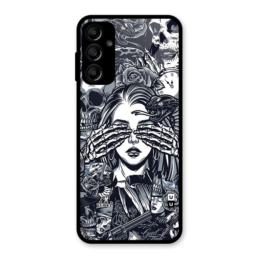 Vintage Skulls and Girl Style Glass Back Case for Galaxy A14 5G