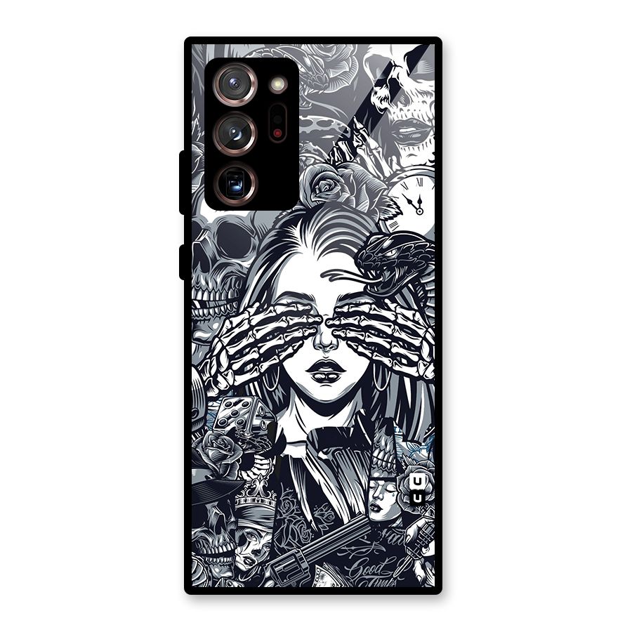 Vintage Skulls and Girl Style Glass Back Case for Galaxy Note 20 Ultra 5G