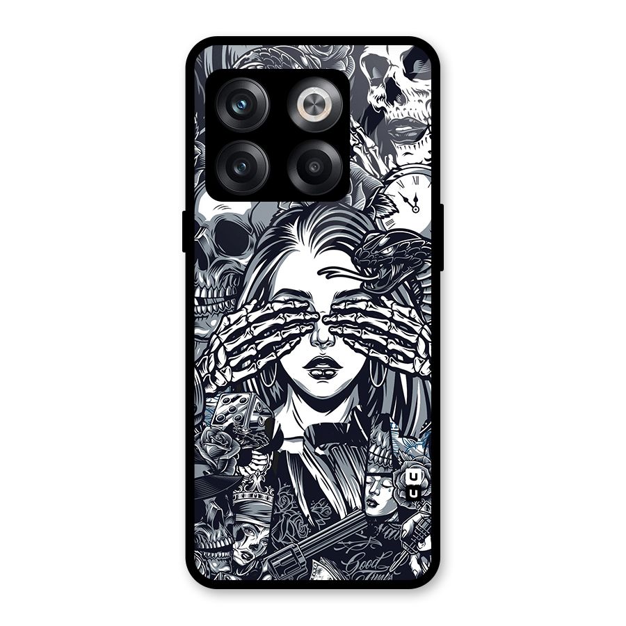 Vintage Skulls and Girl Style Glass Back Case for OnePlus 10T