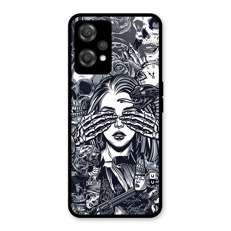 Vintage Skulls and Girl Style Glass Back Case for OnePlus Nord CE 2 Lite 5G