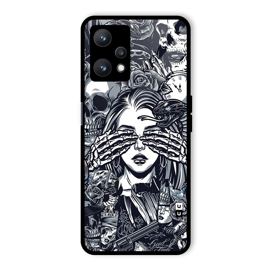 Vintage Skulls and Girl Style Glass Back Case for Realme 9 Pro 5G
