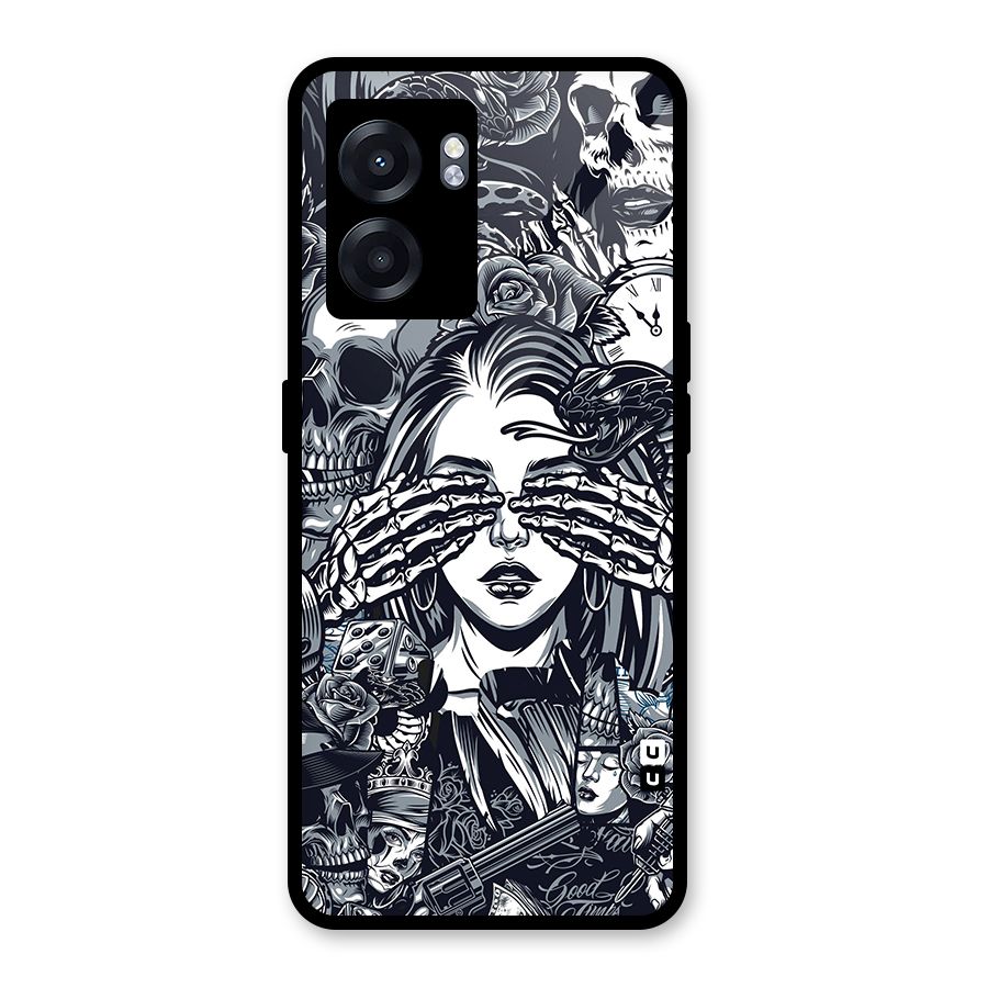 Vintage Skulls and Girl Style Glass Back Case for Realme Narzo 50 5G