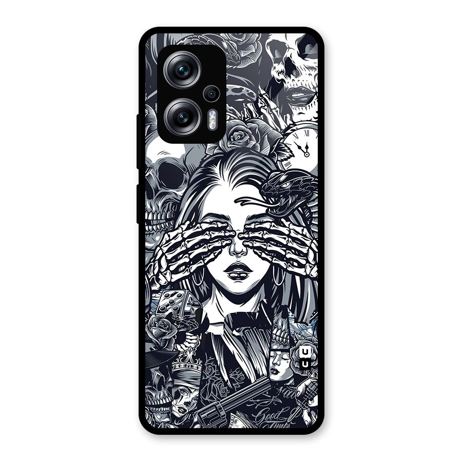 Vintage Skulls and Girl Style Glass Back Case for Redmi K50i