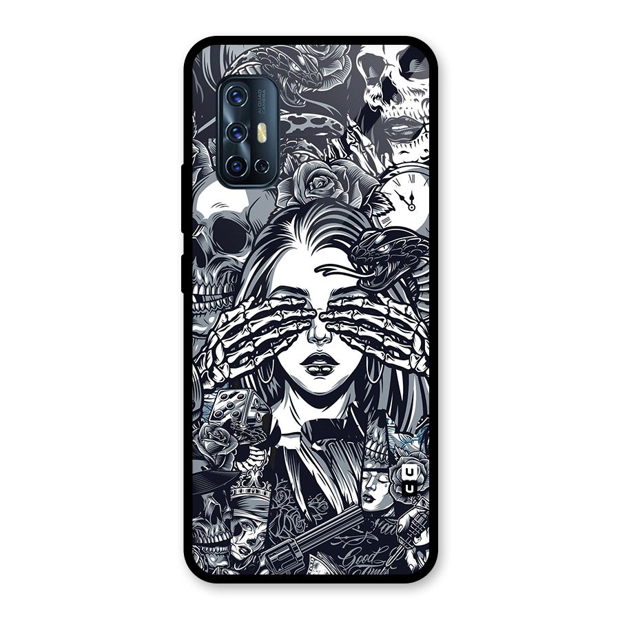 Vintage Skulls and Girl Style Glass Back Case for Vivo V17