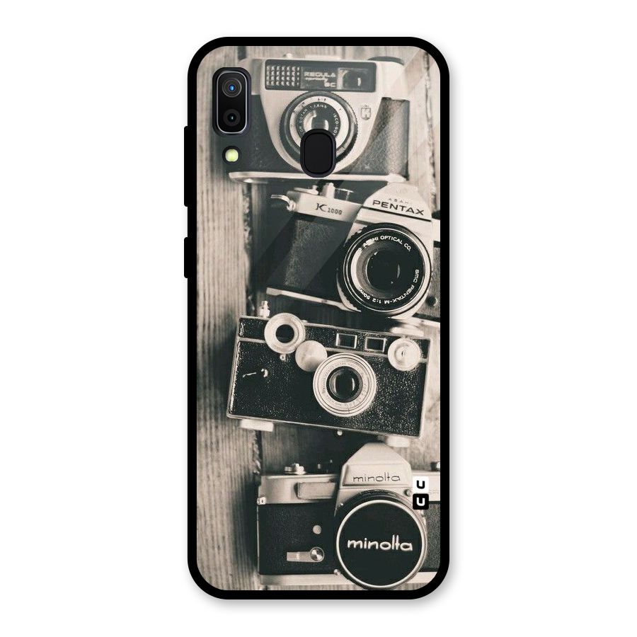 Vintage Style Shutter Glass Back Case for Galaxy A30