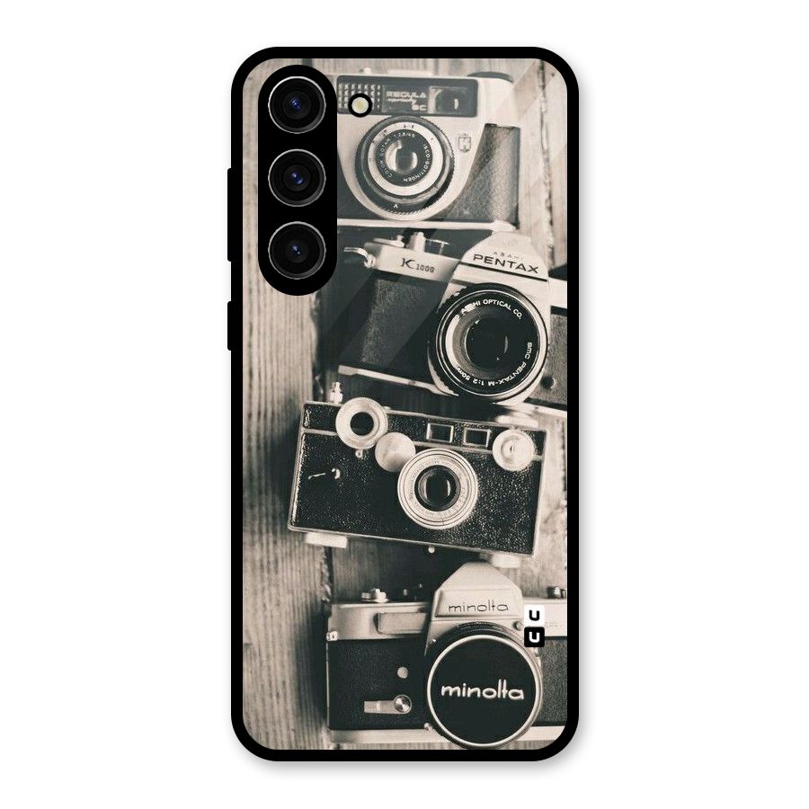 Vintage Style Shutter Glass Back Case for Galaxy S23 Plus