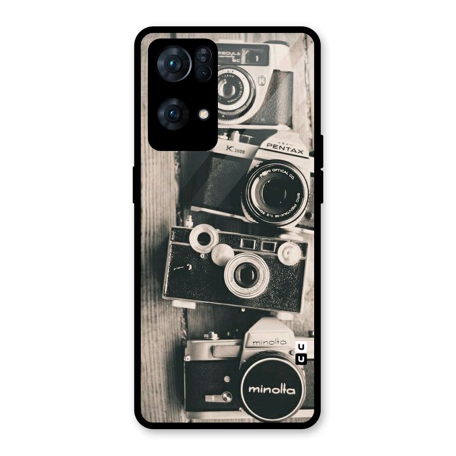 Vintage Style Shutter Glass Back Case for Oppo Reno7 Pro 5G