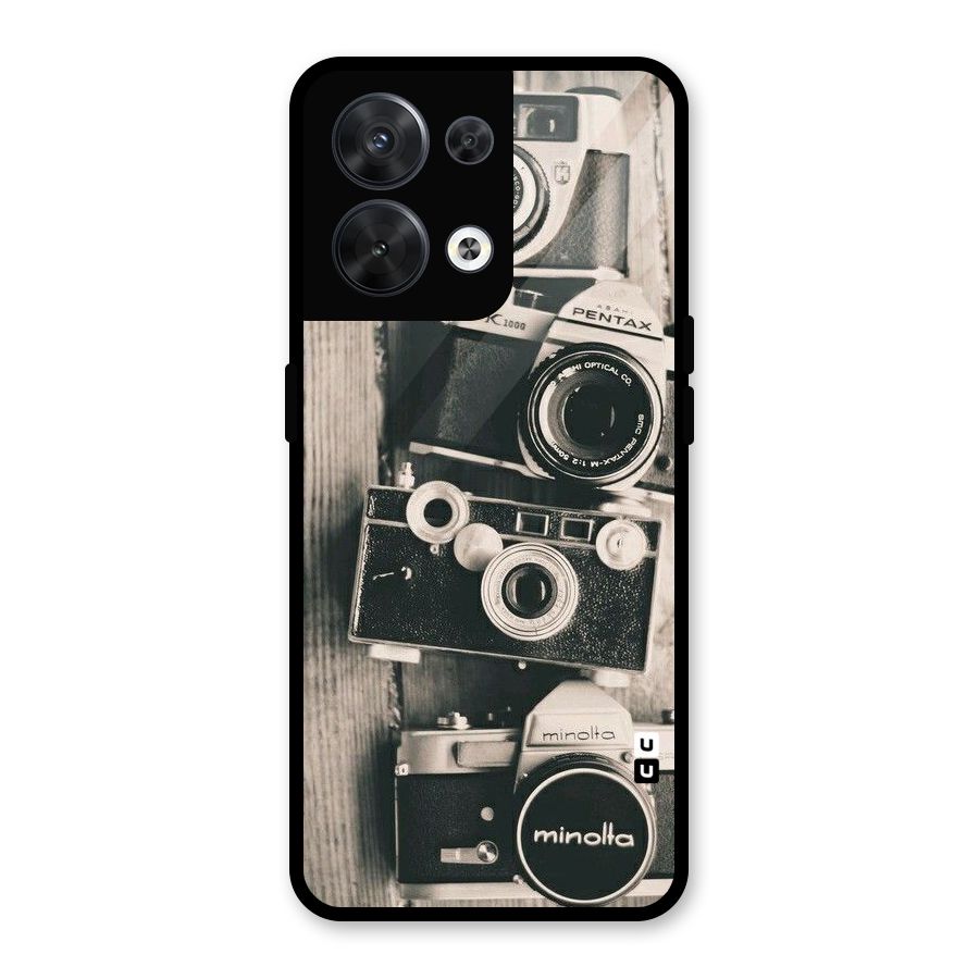 Vintage Style Shutter Glass Back Case for Oppo Reno8 5G