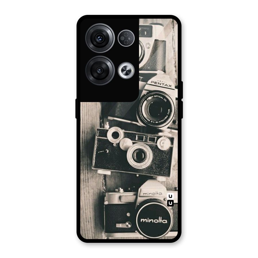 Vintage Style Shutter Glass Back Case for Oppo Reno8 Pro 5G